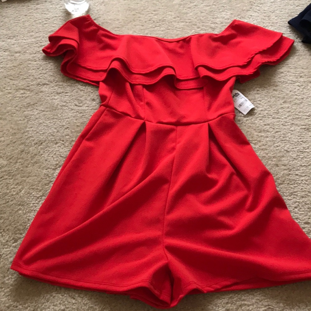NWT Red ruffle romper